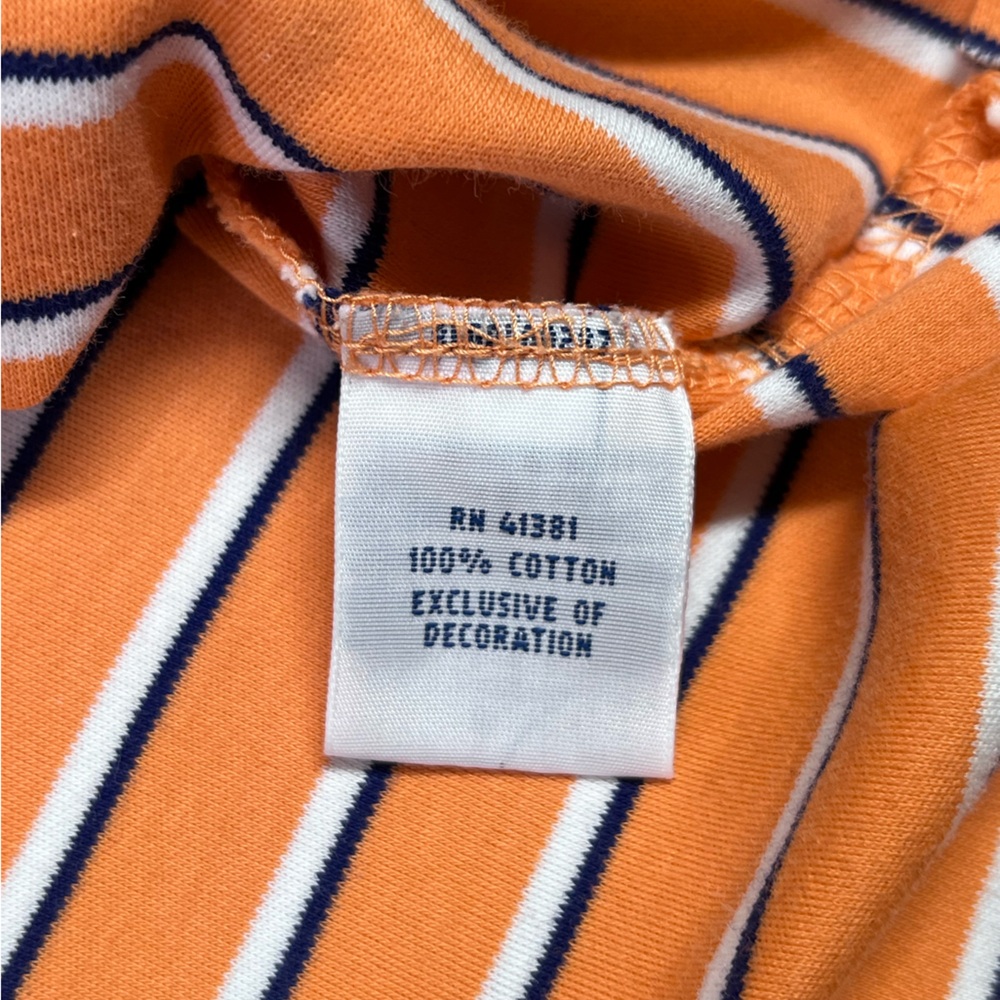 Polo Ralph Lauren Men’s Pima Soft Touch Orange w/ White & Blue Stripes Polo. XL. - Picture 9 of 10